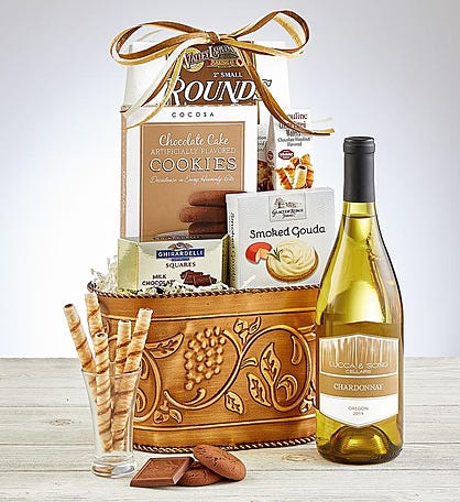 Grapevine White Wine Gift Basket